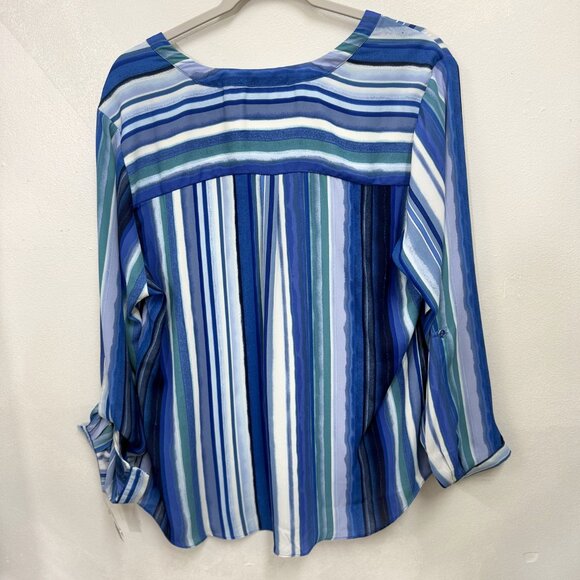 ZAC & RACHEL Woman, Blue and White Striped Blouse, NWT, 1X - Picture 3 of 7